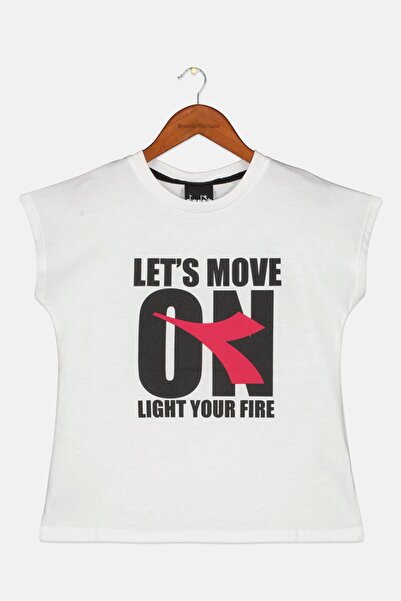 Diadora Kids Girl Crew Neck Short Sleeve Printed T-Shirts, White