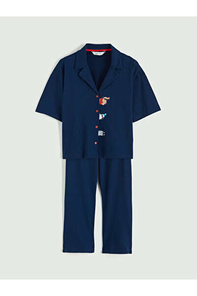 LC Waikiki Gömlek Yaka Baskılı Kadın Pijama