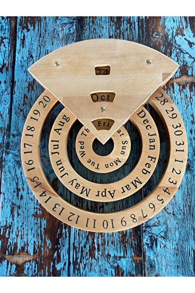 eR D L Perpetual calendar made of solid wood, light brown,
