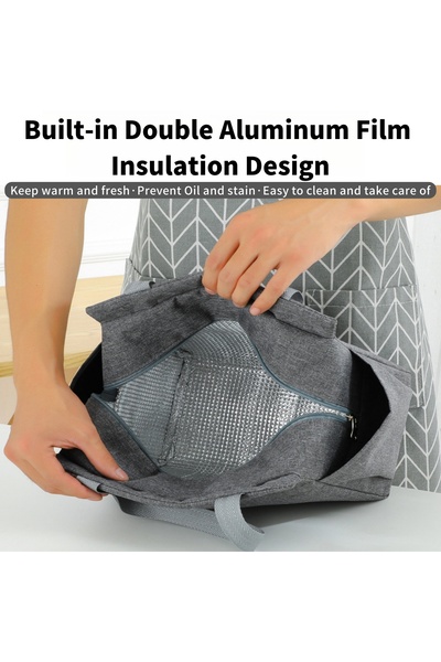 Lullaxx Lunch bag, insulated lunch bag, tote bag, unisex, reusable, suitable for picnics and travel (black).