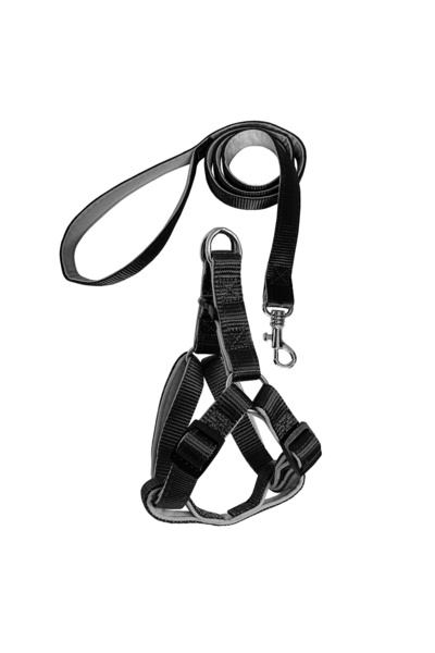 Mestore Woven Dog Chest Harness Set with Travel Strap 52*73-110 cm Black - Kn...