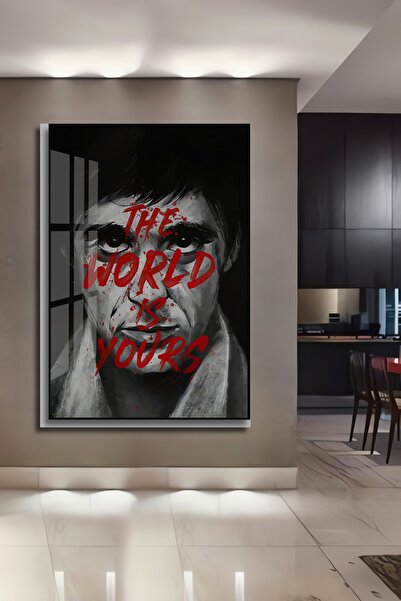 ASİL TİCARET Dekoratif Ahşap Kare The World Is Yours Tablosu Ev/Ofis/İşyeri/Salon/Mutfak/Banyo Tablo
