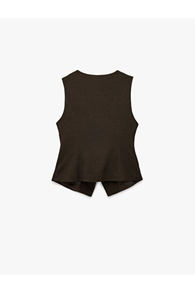 Koton Вискозна смес с джобни детайли, велосипедна яка, закопчаваща се без ръкави жилетка