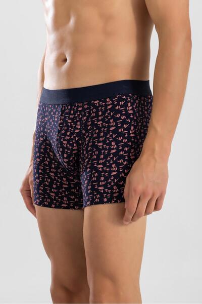 BAYKAR Erkek Desenli Likralı Pamuklu Desenli Boxer 1424 Turuncu