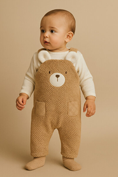 Katia&Bony Baby Teddy Patterned Jumpsuit Brown