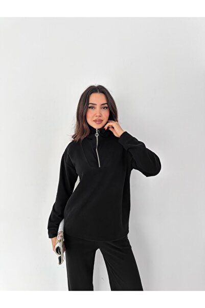 Gugus Women's Selani̇k Stand-Up Collar Zippered Knitted Fabric Bottom/Top Set