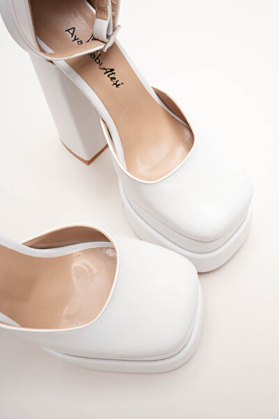 Ayakkabı Ateşi Black Suede Double Platform Chunky Heel Women's Shoes - Ankle Strap Blunt Toe Evening Dress