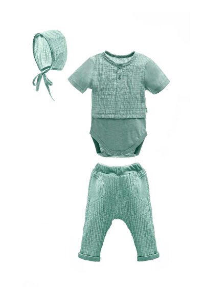 Wogi Müslin Zıbınlı Bebek Takımı %100 Pamuklu