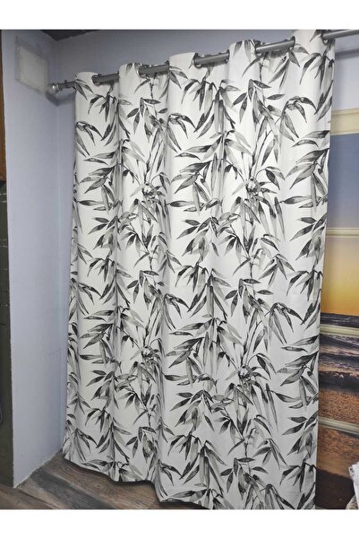 Evcimenhome Thermal Lined Linen Rustic Curtain with Eyelet Metal Rings 170Cmx225Cm Leaf