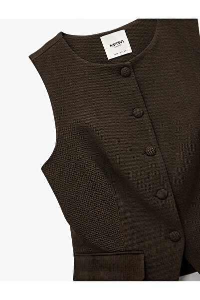 Koton Вискозна смес с джобни детайли, велосипедна яка, закопчаваща се без ръкави жилетка