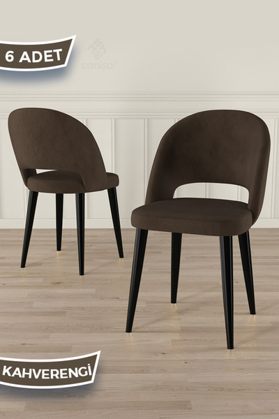 Canisa Pane Serisi 6 Adet 1. Sınıf Babyface Kumaş Siyah Metal Ayak Kahverengi...