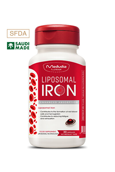 Medudia Pharma Medodium Liposomal Iron - Gentle on the stomach, non-irritating - Fortified (B6, B12, Folic Acid) - 30 Capsules