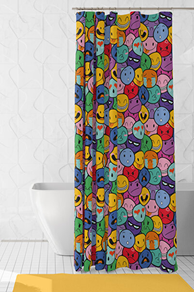 Moud's Bathroom Curtain, Emoji Pattern Shower Curtain, Bathtub Curtain, with ...