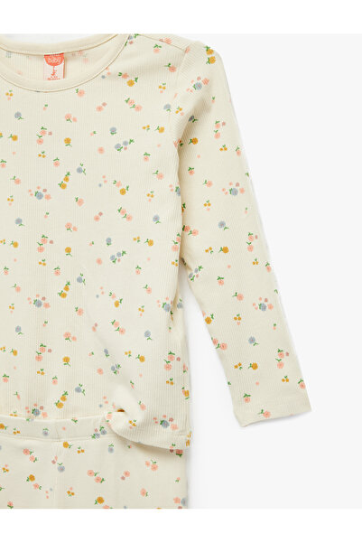 Koton Floral Patterned Cotton 2-Piece Leggings and T-Shirt Set