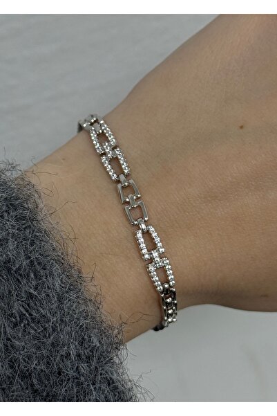 KİLİGİSTANBUL Pirlanta Looking Premium Stone Chain Bracelet (Resistant to Tarnishing)