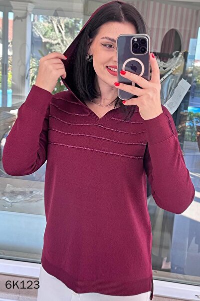 İnce Topuk Hooded Knitwear Blouse 6K123