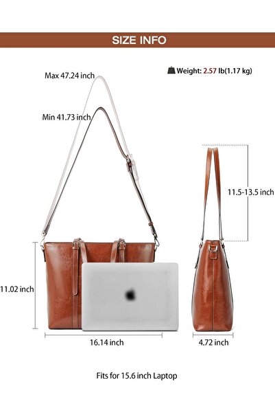 BOSTANTEN Women Leather Laptop Tote Office Shoulder Handbag Vintage Briefcase 15.6 inch