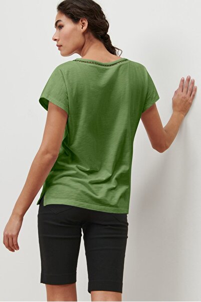 Tchibo Women V-Neck Short Sleeve Plain Top, Green