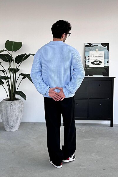 HAFKAGİYİM Baby Blue Knitted Detail Knitwear Cardigan