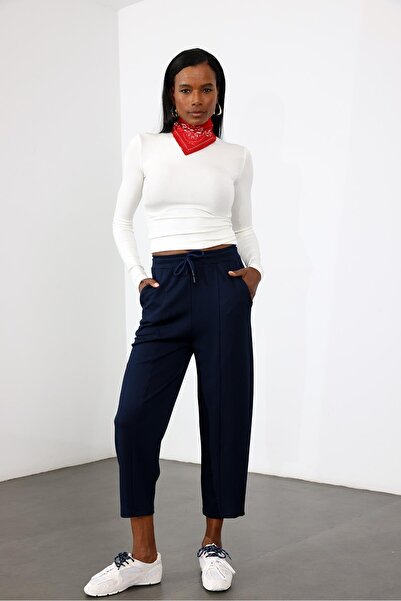 5in1Canpolat Navy Blue Carrot Pattern Tracksuit 10005