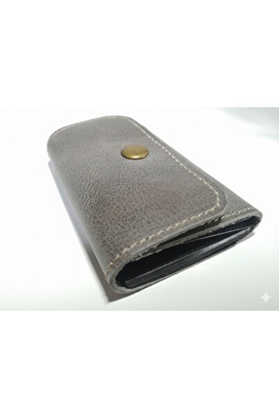 Self Leather Genuine Leather Accordion Card Holder 10 Card Capacity