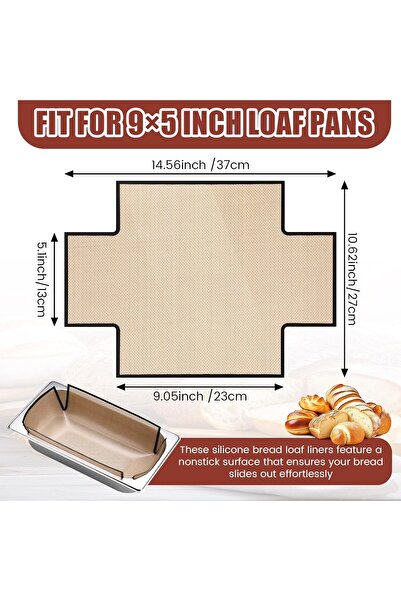 Honeydak 4 Pack Reusable Silicone Bread Loaf Pan Liners (9.5 x 5 in)