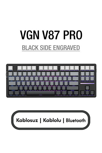 Meyer Gaming VGN V87 PRO RGB Gaming Kablosuz Mekanik Klavye Gasket (2.4GHz Kablosuz, Bluetooth, Kablolu USB-C)