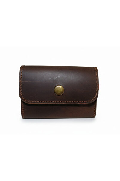 Self Leather Genuine Leather Accordion Card Holder 10 Card Capacity