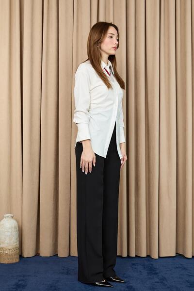 Puane Women's High Waist Fabric Trousers -18279Pnt