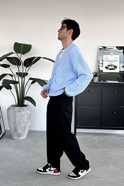 HAFKAGİYİM Baby Blue Knitted Detail Knitwear Cardigan