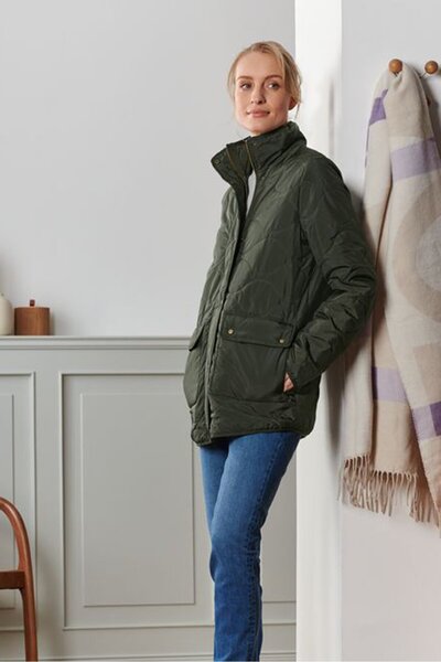 Tchibo Women Quilted Coat Jacket, Olive