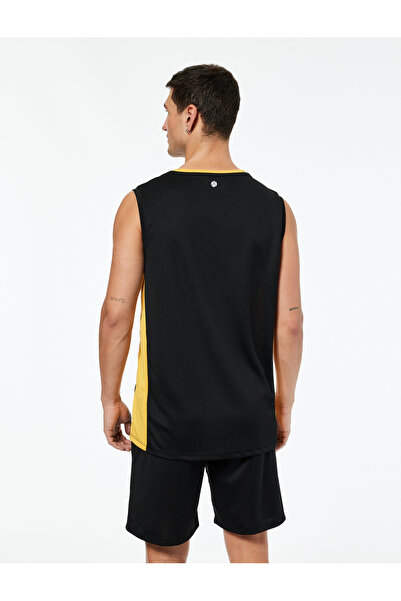 Koton Sleeveless Crew Neck Color Contrast Printed Sports Singlet