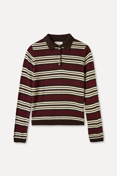 Mudo STRIPED POLO COLLAR KNITWEAR SWEATER
