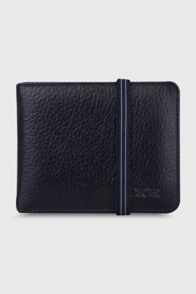 DİGA 794 Dg 24 Model Real Leather Elastic Crazy Navy Blue Wallet
