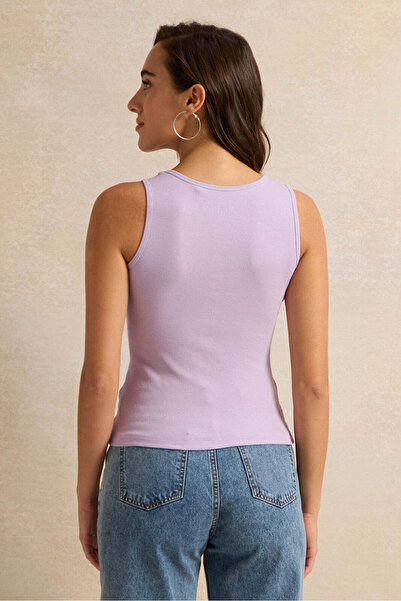 REDTAG Women Lilac Solid Ribbed Vest