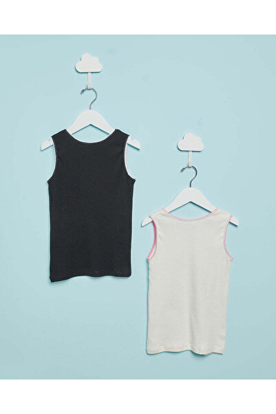 REDTAG Girls Black And Pink Embellished Vest Set (Pack Of 2)