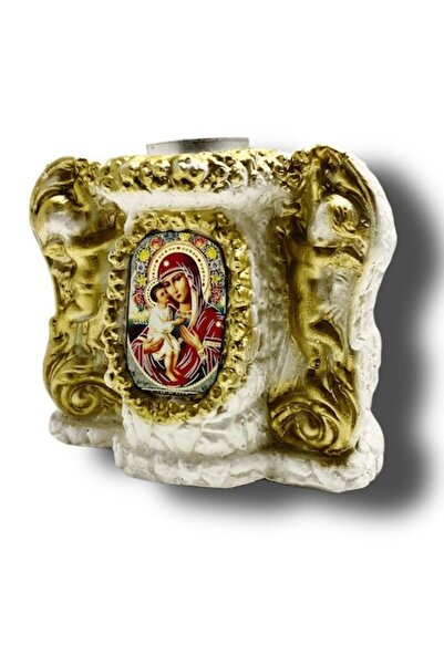 OEM Plaster votive of the Virgin Mary and Infant Jesus with tealight