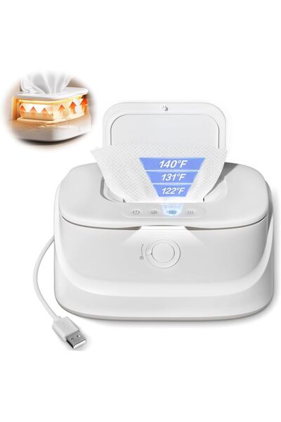 AZONEE سخان مناديل الأطفال وموزع مناديل مبللة، 3 أوضاع لدرجة الحرارة، إضاءة ل...