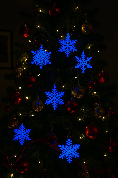 Christmas Wonders Christmas tree decoration set - luminous snowflakes, Christmas ornament, glow in the dark - 9x9cm