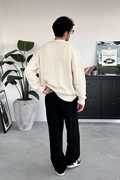 HAFKAGİYİM Cream Knit Detail Knitwear Cardigan