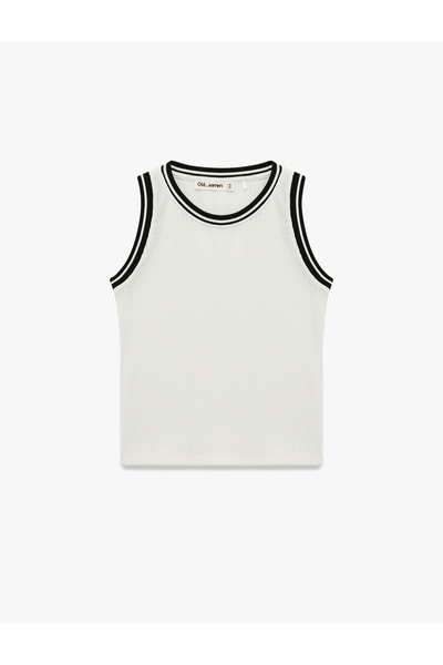 Koton Slim Fit Piped Crew Neck Sleeveless Blouse