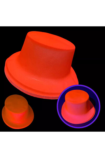 magicool Neon Party Orange Color Plastic Fedora Hat