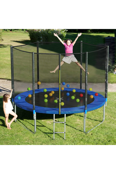 HayaBazaar ترامبولين - ترامبولين خارجي مع شبكة، مع شبكة مغلقة وإطار شديد التحمل