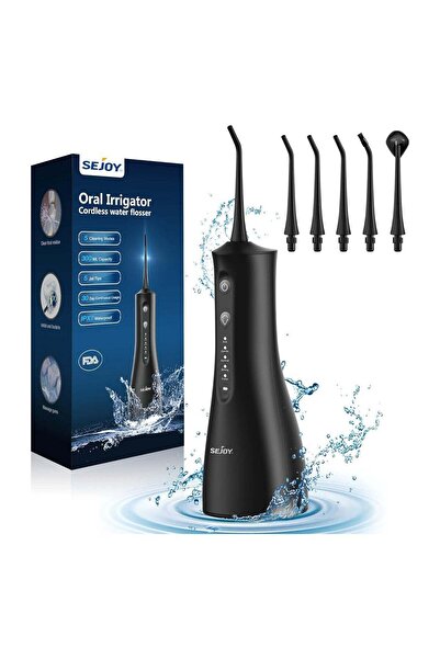 Sejoy خيط تنظيف الأسنان اللاسلكي بالماء، جهاز ري فموي قابل لإعادة الشحن، 5 أو...