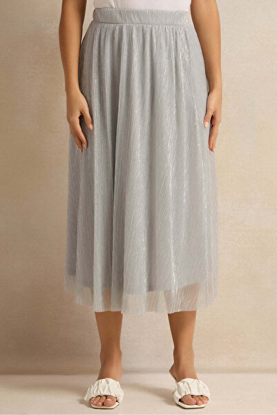 REDTAG Women Silver Shimmer Gathered Skirt