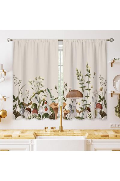 Generic ستائر مطبخ صغيرة بتصميم فطر عتيق من أوليجو، مقاس 27.5 × 39 بوصة