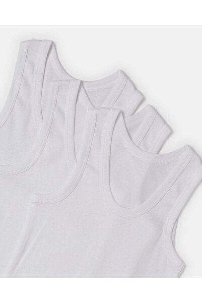 REDTAG Boys White Basic Vest Set (Pack of 3)