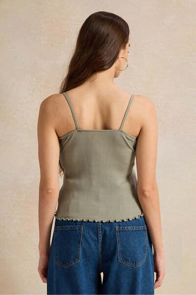 REDTAG Women Green Plain Strappy Lace Vest