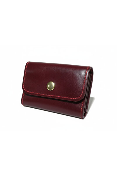 Self Leather Genuine Leather Accordion Card Holder 10 Card Capacity