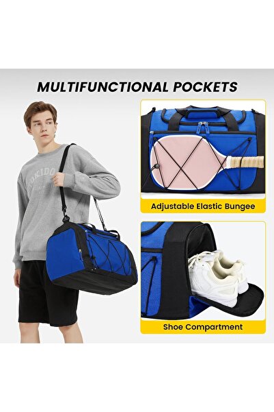 Vorspack Gym Bag for Men - 21 Inch Duffle with Shoe Compartment, Blue